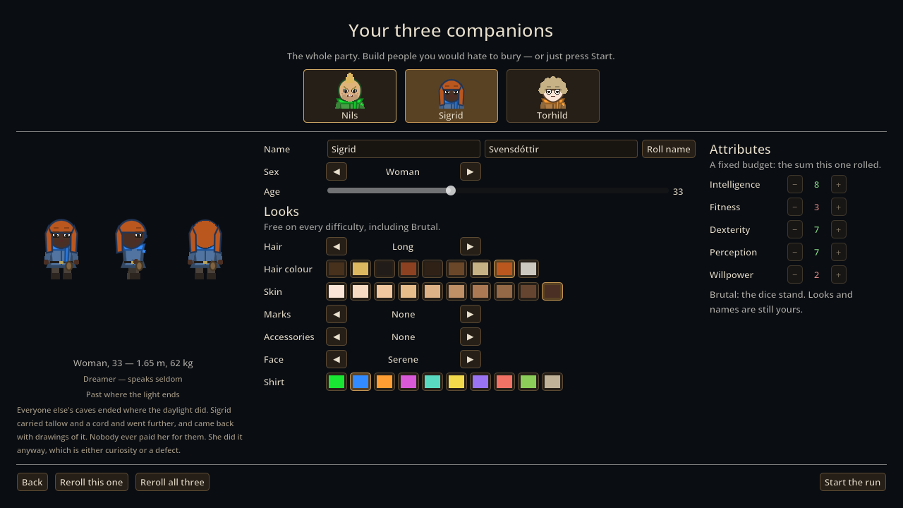The character creator