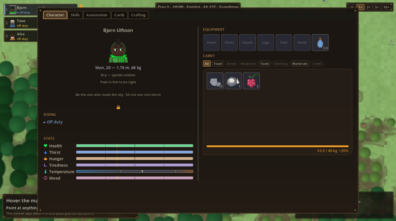 An overloaded companion's character sheet