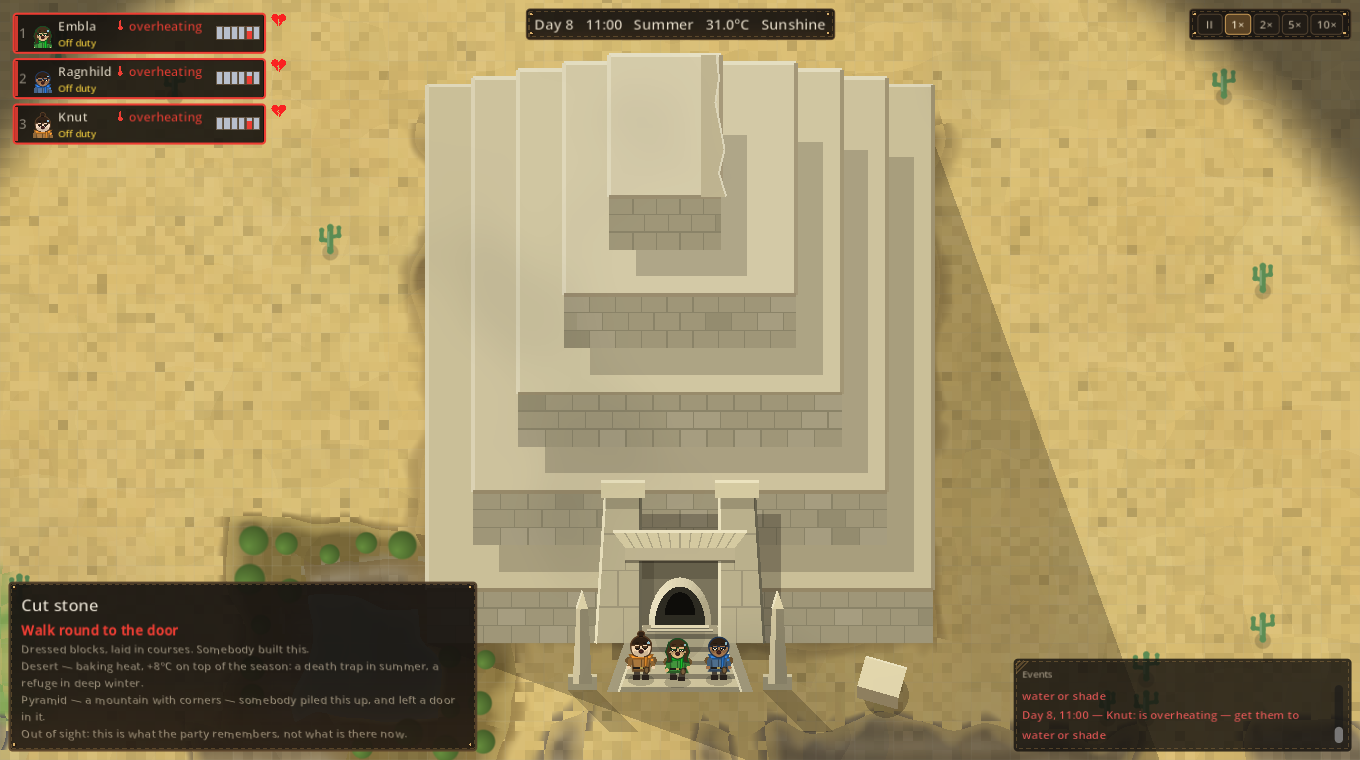 The pyramid in the desert, the party at its door
