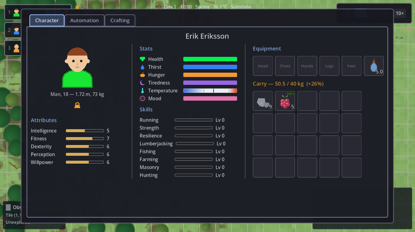 An overloaded companion's character sheet