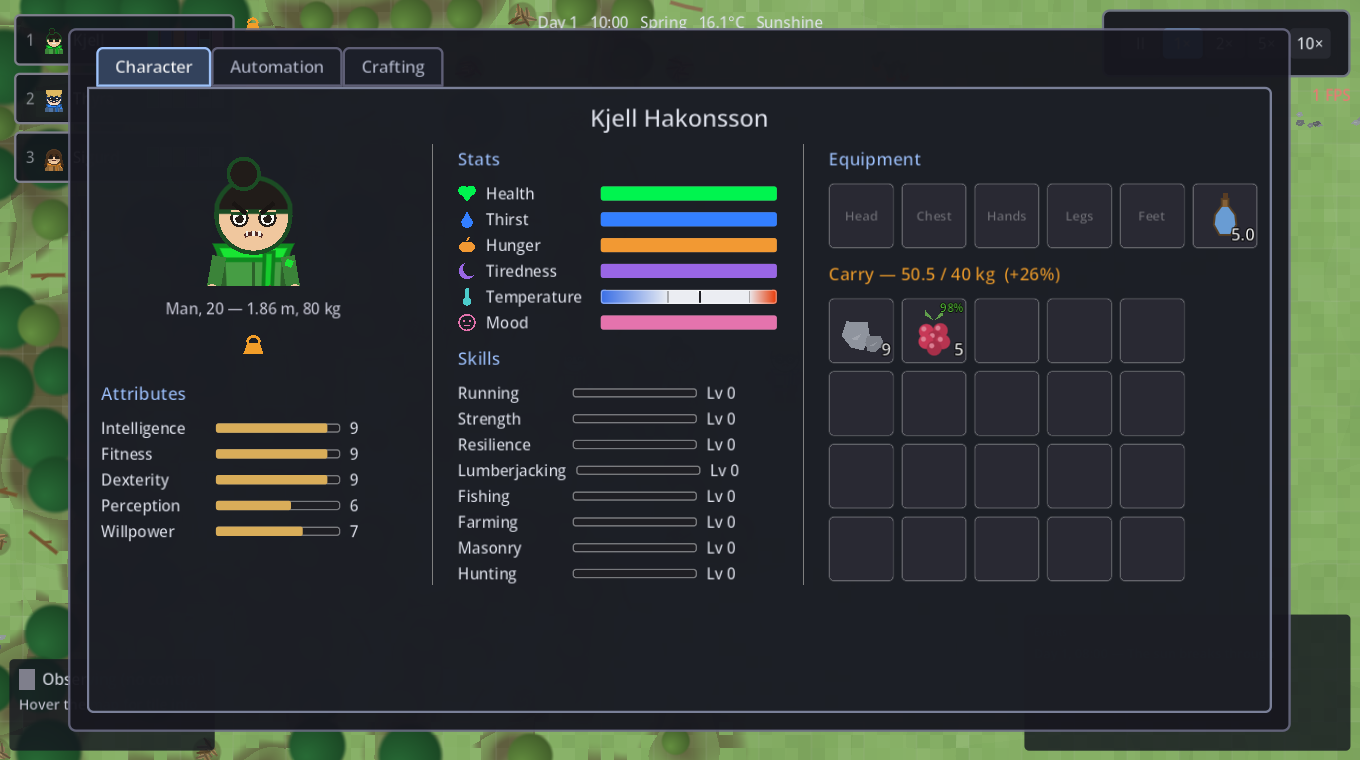 An overloaded companion's character sheet