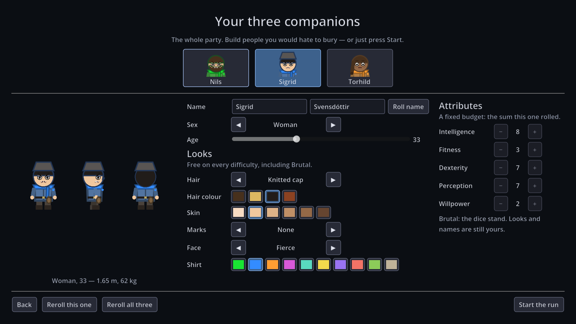 The character creator