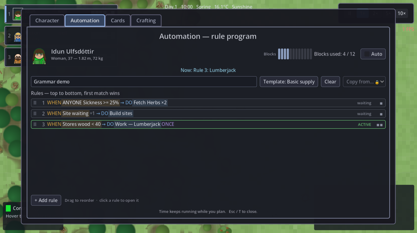 The rule editor