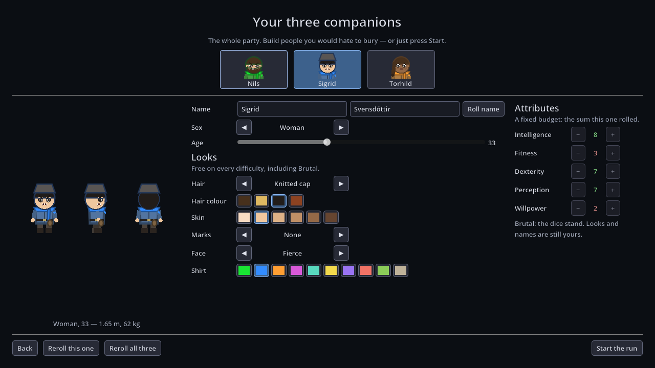 The character creator