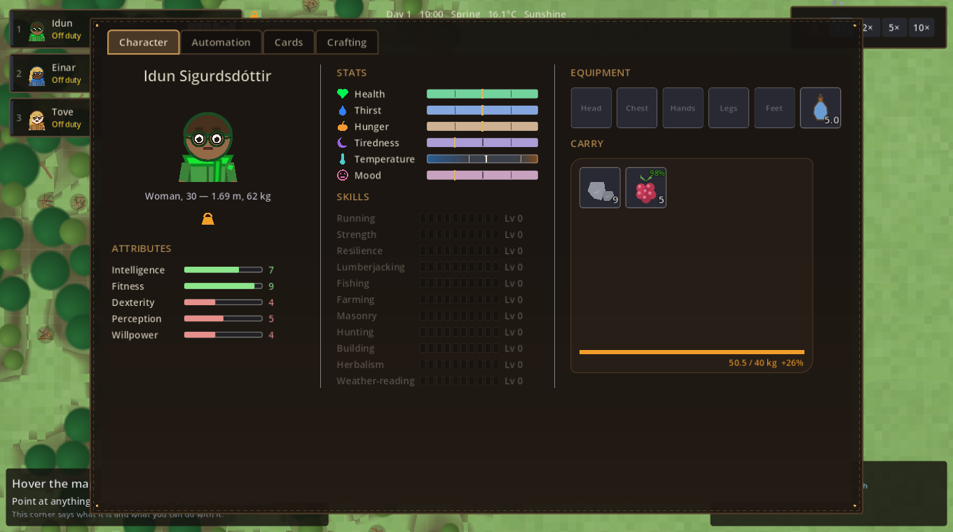 An overloaded companion's character sheet