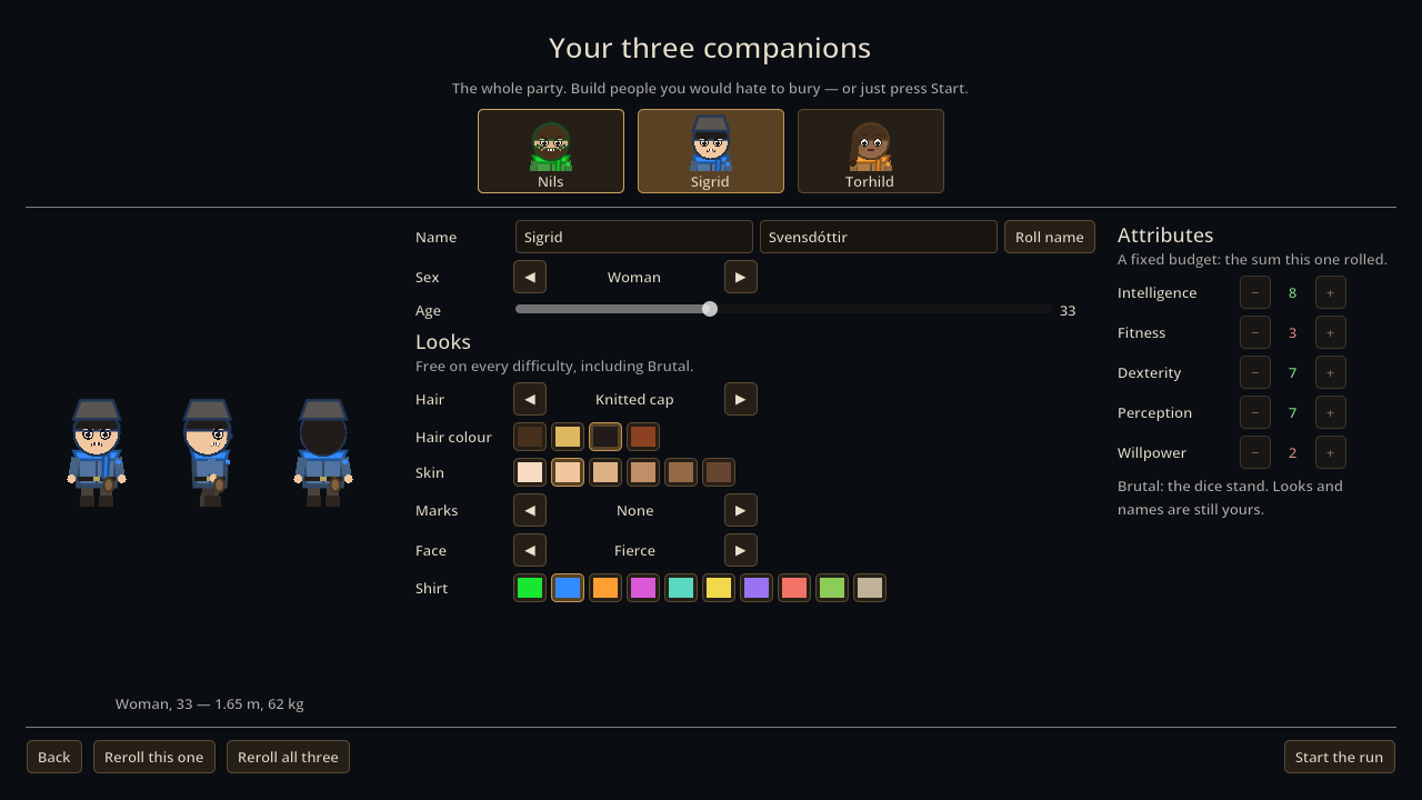 The character creator