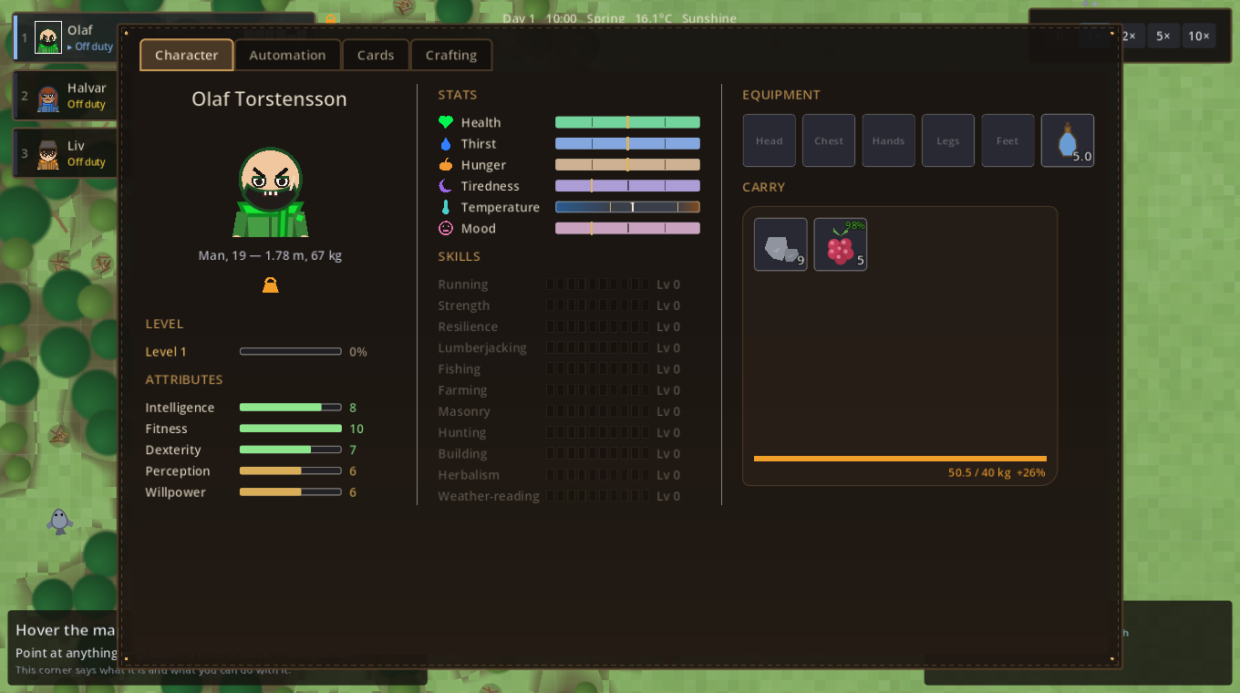 An overloaded companion's character sheet
