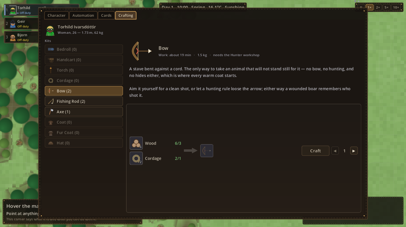 The crafting bench