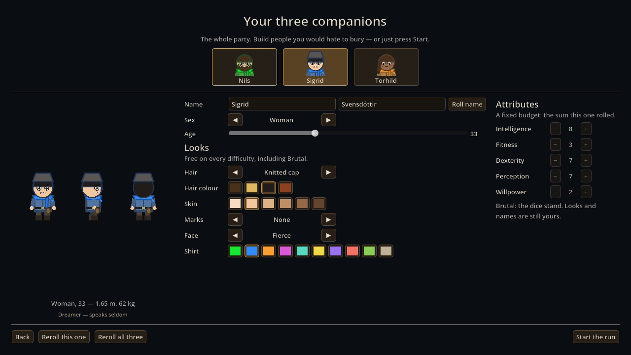 The character creator