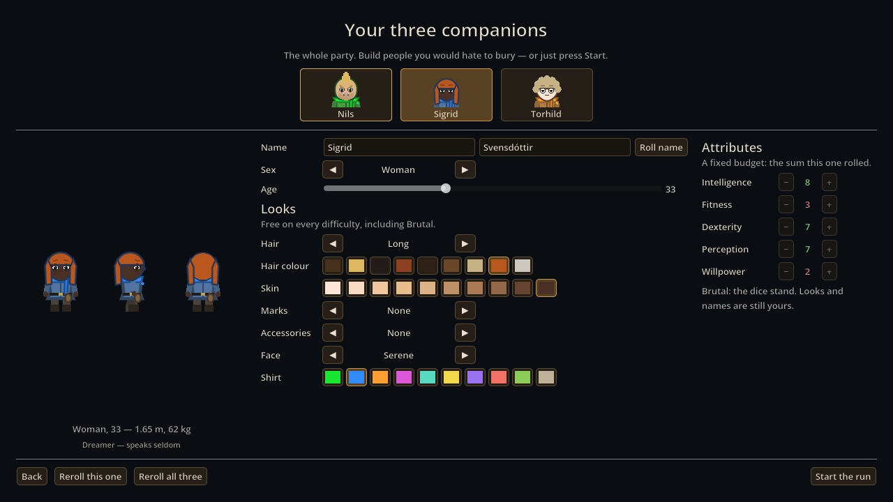 The character creator