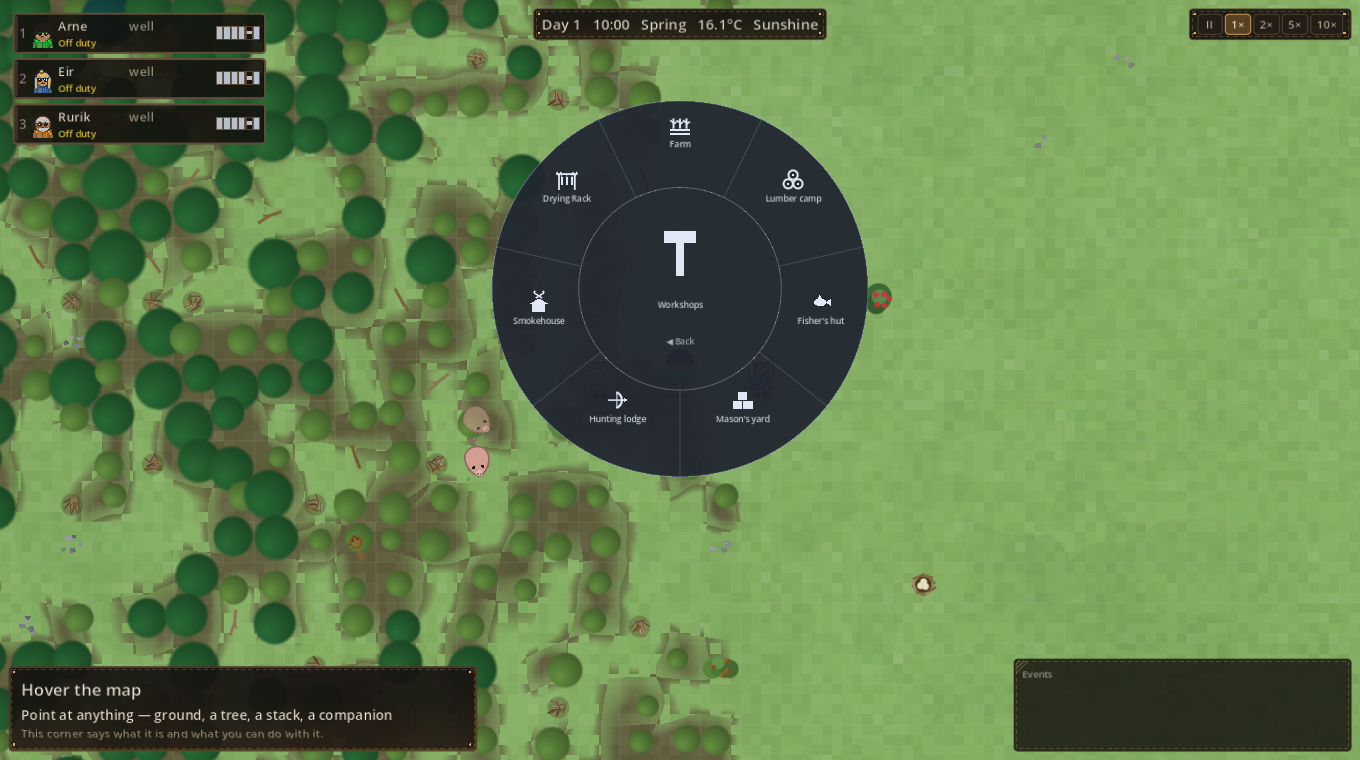 The radial build menu
