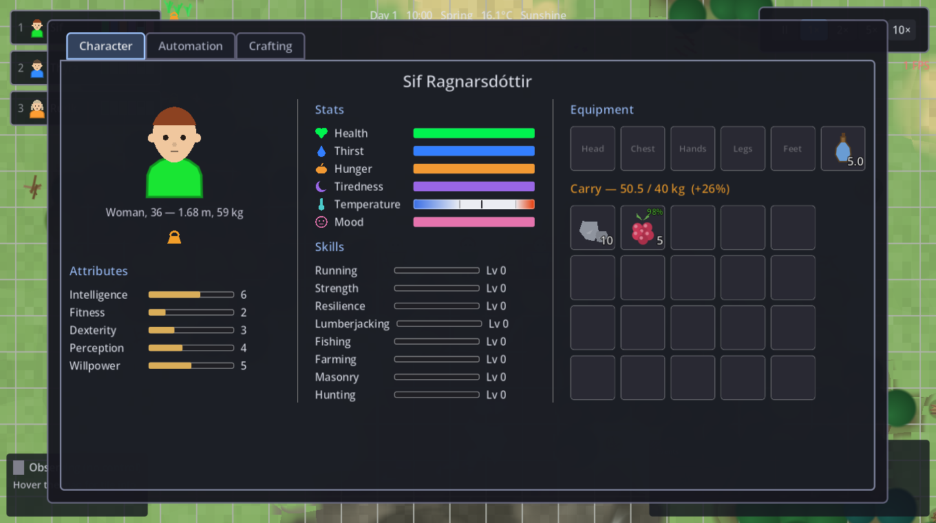 An overloaded companion's character sheet