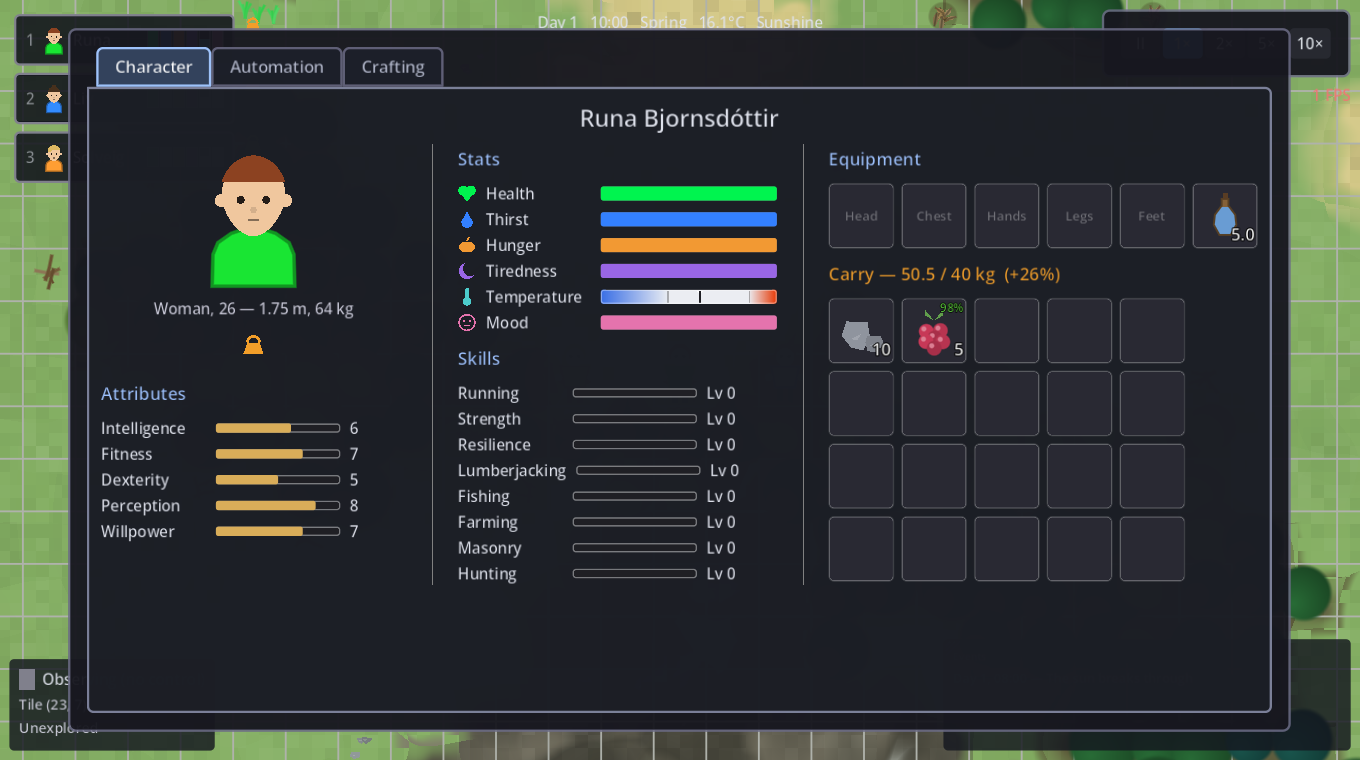 An overloaded companion's character sheet
