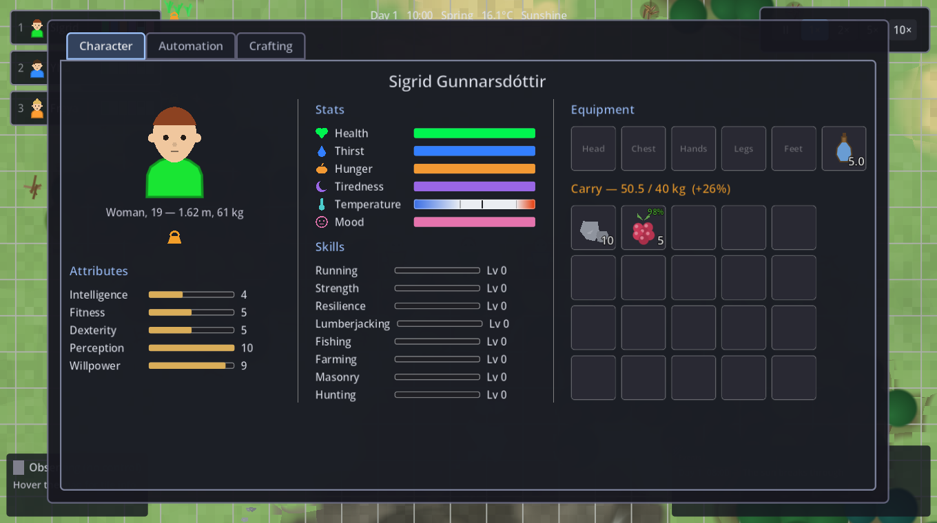 An overloaded companion's character sheet